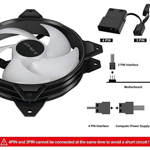 upHere Long Life 120mm 3-Pin High Airflow Quiet Edition Rainbow LED Case Fan for PC Cases, CPU Coolers, and Radiators 3-Pack image