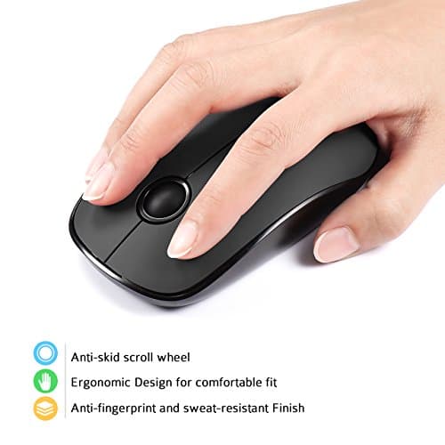 VicTsing [Upgraded] Slim Wireless Mouse, 2.4G Silent Laptop Mouse with Nano Receiver, Ergonomic Wireless Mouse for Laptop, Portable Mobile Optical Mice for Laptop, PC, Computer, Notebook, Mac - Black image