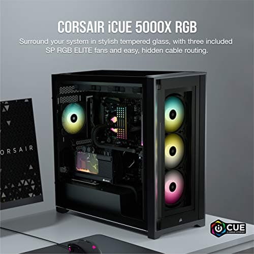 Corsair iCUE 5000X RGB ATX Mid Tower Black Tempered Glass Side Panel image