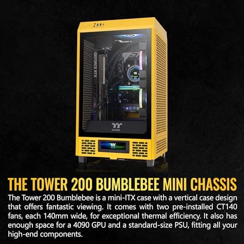Thermaltake The Tower 200 Mini-ITX Tower Bumblebee Tempered Glass Side Panel image