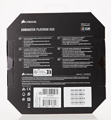 Corsair Dominator Platinum RGB Black DDR4-3600 CL18 64GB (4x16GB) image