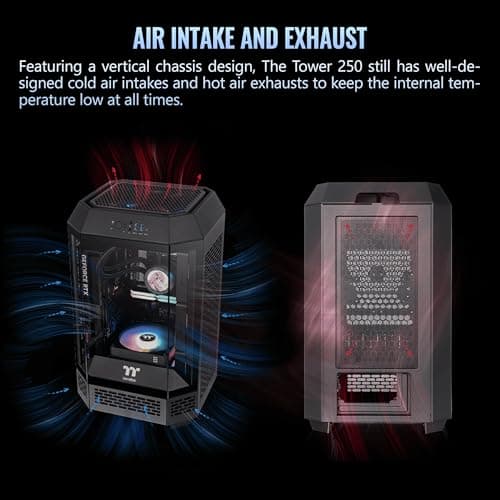 Thermaltake The Tower 250 Mini-ITX Tower Black with Tempered Glass Side Panel and USB 3.2 Gen 2 Type-C USB 3.2 Gen 1 Type-A image
