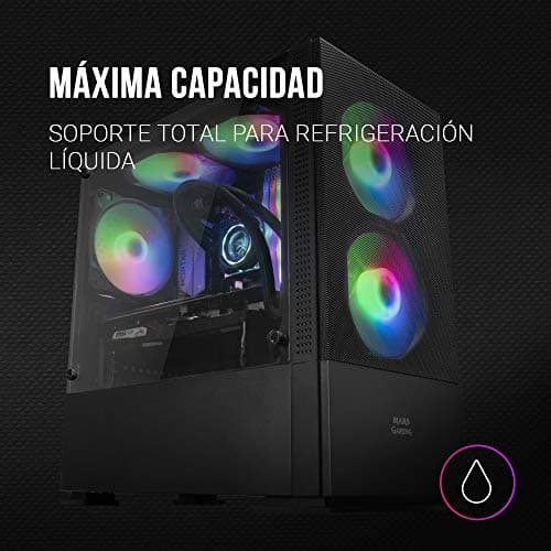 Mars Gaming MCZ MicroATX Mid Tower Black Tempered Glass Side Panel image