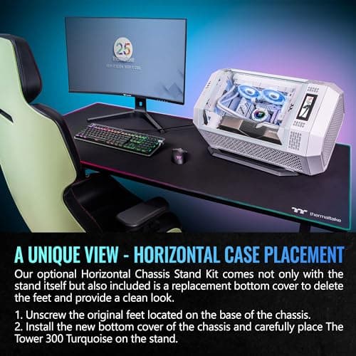 Thermaltake The Tower 300 MicroATX Mini Tower Tempered Glass Side Panel - Peach Fuzz image