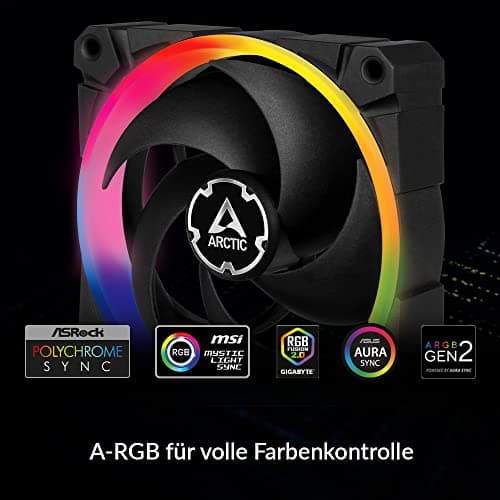 ARCTIC BioniX P120 120mm Black Addressable RGB PWM 48 CFM 3-Pack image
