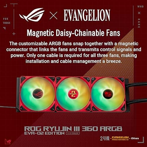 Asus ROG RYUJIN III Water 360mm ARGB EVA-02 EDITION 70.07 CFM Red / Black image