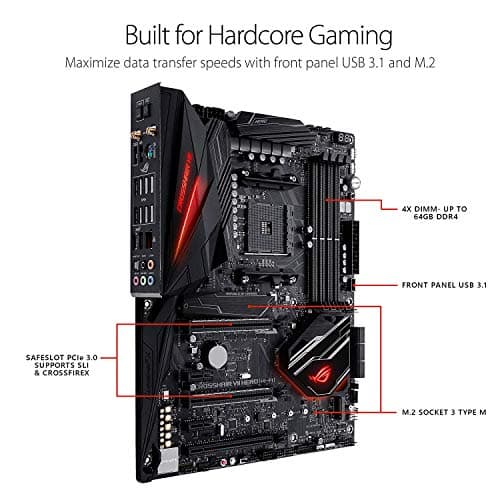 ASUS ROG Crosshair VII Hero (Wi-Fi) AMD Ryzen 2 AM4 DDR4 M.2 USB 3.1 Gen2 ATX X470 Motherboard image