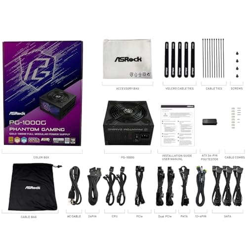 ASRock Phantom Gaming PG-1000G Black 1000W Fully Modular 80+ Gold Certified image