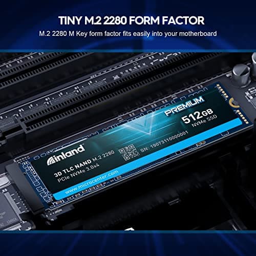 Inland Premium 512GB SSD M.2 2280 PCIe NVMe 3.0 x4 3D NAND Internal Solid State Drive, High-Speed Read/Write Speed up to 3100 MBps and 1900 MBps, NVMe 1.3 & PCIe 3.1 Compatible image