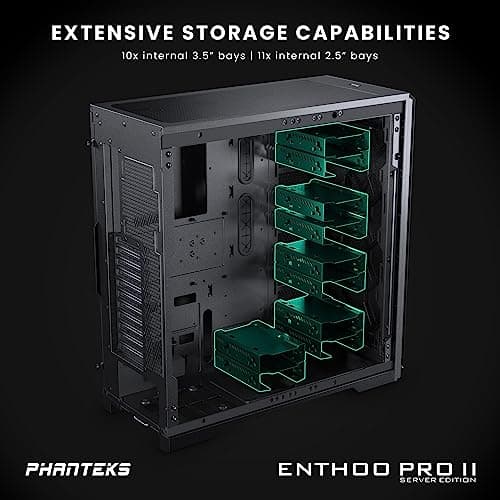 Phanteks Enthoo Pro 2 Server Edition ATX Full Tower Black with Tempered Glass Side Panel and USB 3.2 Gen 2 Type-C, USB 3.2 Gen 1 Type-A image
