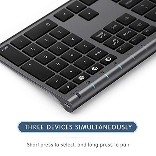 Multi-Device Keyboard for Mac OS/ iOS/ iPad OS, Jelly Comb Bluetooth Keyboard for MacBook Pro/Air, iMac, iPhone, iPad Pro/ Air/ Mini, New iPad| Connect Up To 3 Devices (Space Gray, Rechargeable) image