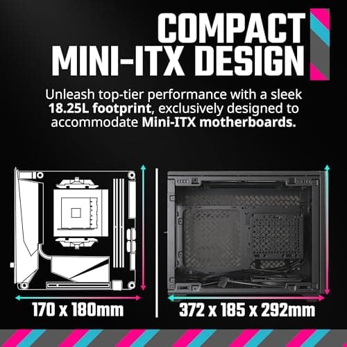 Cooler Master NR200P V2 Mini-ITX 18L PC Case, Top-Mount 240mm|280mm Liquid Cooler, 356mm Vertical Mounting 3.5-Slot GPU, Tempered |Vented Panel, USB 3.2 Gen 2x2 Type C (NR200PV2-KCNN-S00) image