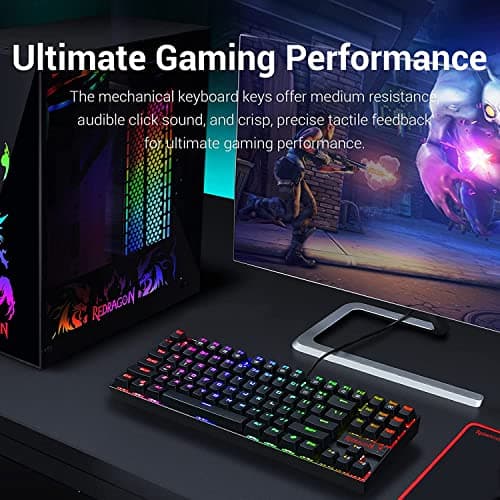 Redragon K552-RGB-BA Mechanical Gaming Keyboard and Mouse Combo Wired RGB LED Backlit 60% with Arrow Key Keyboard & 7200 DPI Mouse for Windows PC Gamers (Tenkeyless Keyboard Mouse Set) image