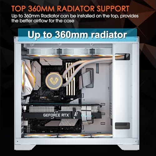 Vetroo AL-MESH-7C ATX Mid Tower White with Tempered Glass Side Panel and USB 3.2 Gen 2 Type-C, USB 3.2 Gen 1 Type-A image