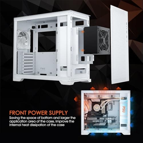 Vetroo AL-MESH-7C ATX Mid Tower White with Tempered Glass Side Panel and USB 3.2 Gen 2 Type-C, USB 3.2 Gen 1 Type-A image