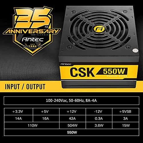 Antec CSK Black / Yellow 550W Non-Modular 80+ Bronze Certified ATX image