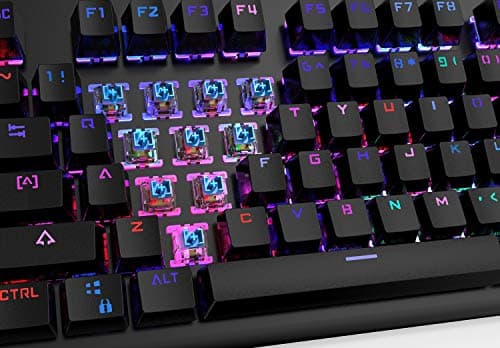 ETROBOT Mechanical Gaming Keyboard with MX Blue Switches, RGB LED Backlit and Exclusive Side Light, USB Wired Game Keyboard with Heavy Duty Aluminum Chassis, Spill-Resistant for PC Game image