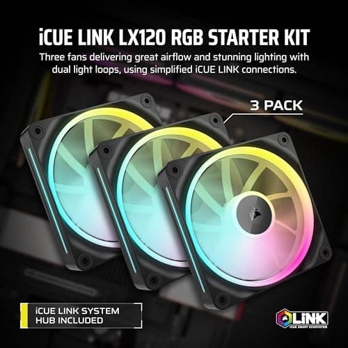 Corsair iCUE LINK LX120 120mm Black RGB PWM  Pack of 3 image