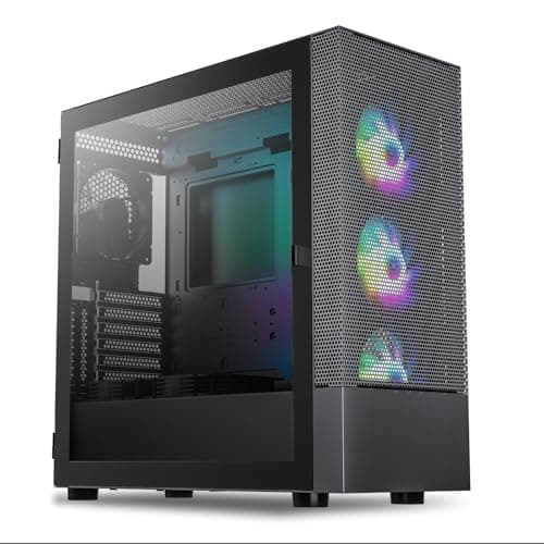 Vetroo AL600 ATX Mid Tower Black with Tempered Glass Side Panel and USB 3.2 Gen 1 Type-A, USB 2.0 Type-A Front Panel main image