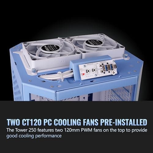 Thermaltake The Tower 250 Mini-ITX Tower Blue / White Tempered Glass Side Panel, USB 3.2 Gen 2 Type-C, USB 3.2 Gen 1 Type-A image
