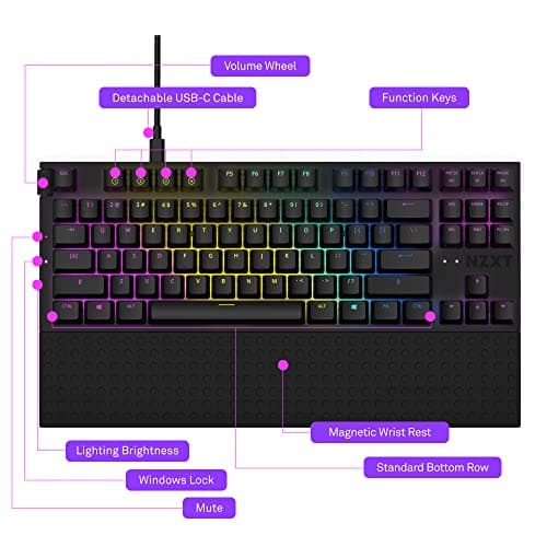 NZXT Function Tenkeyless Mechanical Gateron Red RGB Wired Gaming Keyboard image