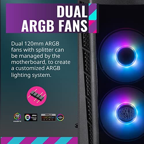 Cooler Master MasterBox MB320L ARGB MicroATX Mini Tower Black with Tempered Glass Side Panel and USB 3.2 Gen 1 Type-A Front Panel image