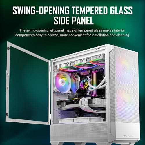 Antec NX416L ATX Mid Tower White Tempered Glass Side Panel image
