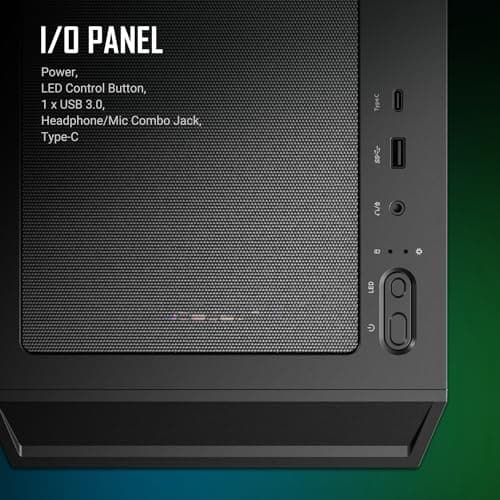 Antec NX416L ATX Mid Tower Black with Tempered Glass Side Panel and USB 3.2 Gen 1 Type-C, USB 3.2 Gen 1 Type-A image