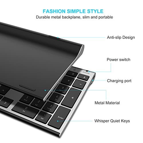Wireless Keyboard and Mouse, Vssoplor 2.4GHz Rechargeable Compact Quiet Full-Size Keyboard and Mouse Combo with Nano USB Receiver for Windows, Laptop, PC, Notebook-Dark Gray image