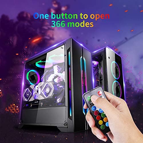 RGB Case Fans 120mm 5 Pack, ICETEK 3In1 Kit LED PC Computer Case Fan RGB, 366 Modes with Controller and Remote, Reinforced Quiet Fan Blade Design, Adjustable Colorful Cooling Cooler (5 Pack) image