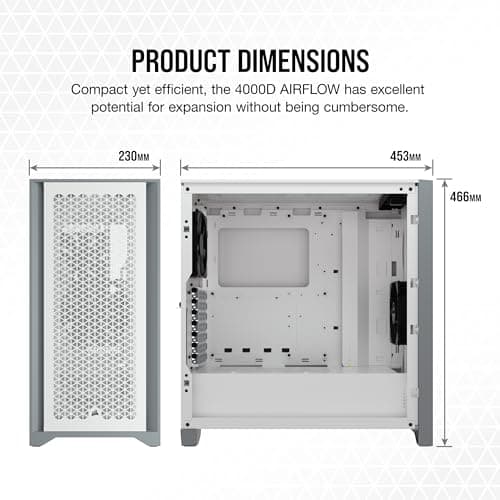 Corsair 4000D AIRFLOW Tempered Glass Mid-Tower ATX Case - White image