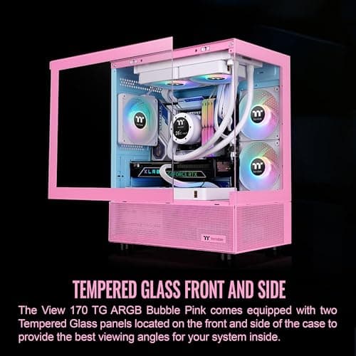 Thermaltake View 170 ARGB Micro ATX Mini Tower Pink / Blue Tempered Glass Side Panel, USB 3.2 Gen 1 Type-A image