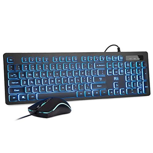 Rii RK105 RGB Wired Gaming Keyboard With Optical Mouse main image