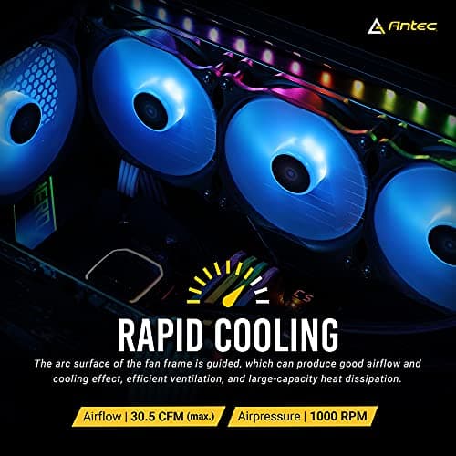 Antec 120mm RGB Case fan, RGB High Performance PC Fan, 4-pin RGB, F12 Series, 3 Packs image