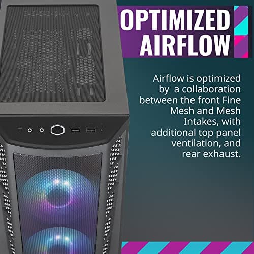 Cooler Master MasterBox MB311L ARGB Micro ATX Mid Tower Black with ARGB, Tempered Glass Side Panel, and USB 3.2 Gen 1 Type-A image