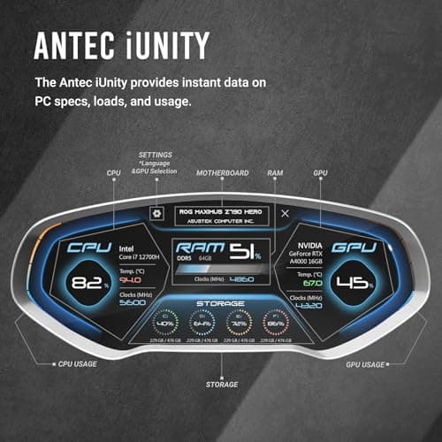 Antec FLUX PRO ATX Full Tower White / Brown Tempered Glass Side Panel, USB 3.2 Gen 2 Type-C, USB 3.2 Gen 1 Type-A image