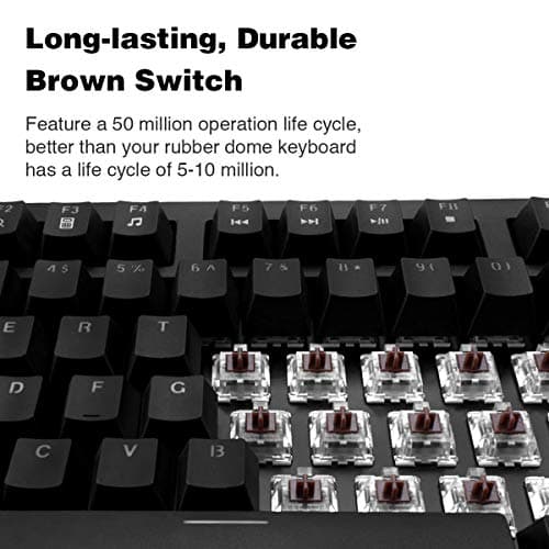 Velocifire VM01 Mechanical Keyboard 104-Key Full Size with Brown Switches LED Illuminated Backlit Anti-ghosting Keys for Copywriter, Gamer and Programmer image