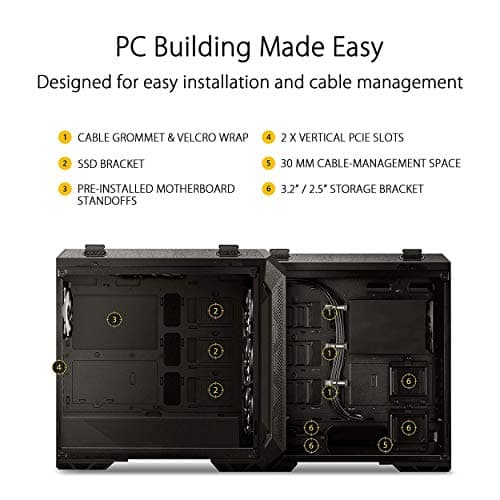 Asus TUF Gaming GT501 ATX Mid Tower Black / Gray with Tempered Glass Side Panel and USB 3.2 Gen 1 Type-A image