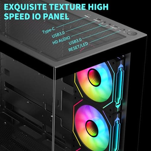 SAMA SV01 ATX Mid Tower Black Tempered Glass Side Panel, USB 3.2 Gen 2 Type-C USB 3.2 Gen 1 Type-A image