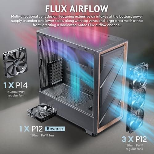 Antec FLUX ATX Mid Tower Black / Brown Tempered Glass Side Panel image