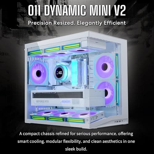 Lian Li O11 Dynamic Mini V2 ATX Mini Tower White Tempered Glass, USB 3.2 Gen 2 Type-C, USB 3.2 Gen 1 Type-A image