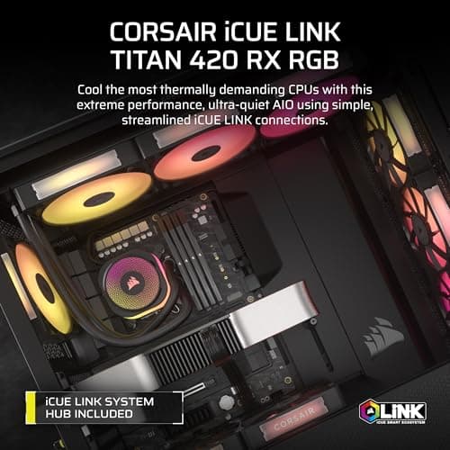Corsair iCUE LINK TITAN Water 420mm RX RGB 94.7 CFM Black AIO Liquid Cooler image