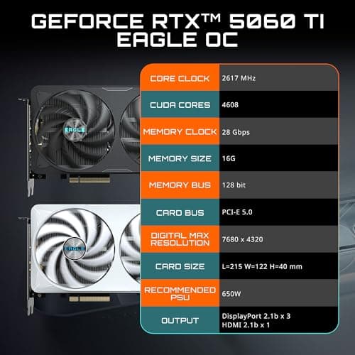 Gigabyte GeForce RTX 5060 Ti EAGLE OC PCIe x8 16GB GDDR7 White / Silver image