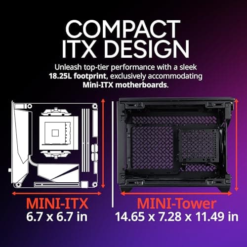 Cooler Master NR200P V3 Mini-ITX Desktop Black with Acrylic Side Panel and USB 3.2 Gen 2x2 Type-C, USB 3.2 Gen 1 Type-A image
