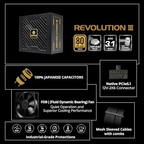 Enermax REVOLUTION III Black / Gold 850W Fully Modular 80+ Gold Certified image
