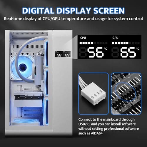 darkFlash L280 ATX Mid Tower White with Tempered Glass Side Panel and USB 3.2 Gen 1 Type-A USB 2.0 Type-A Front Panel image