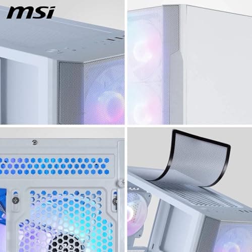 MSI MAG FORGE M100R Micro ATX Mini Tower White with Tempered Glass Side Panel, USB 3.2 Gen 1 Type-A, and USB 2.0 Type-A image