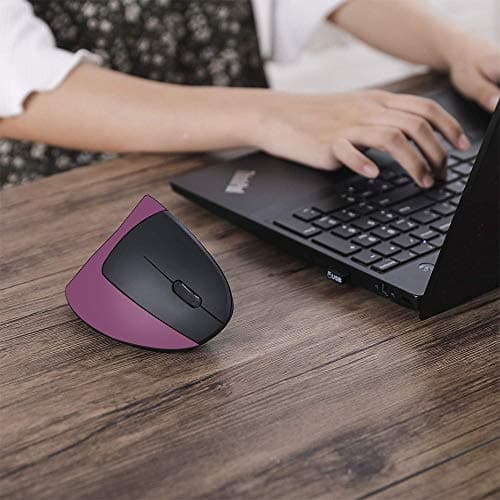 Wireless Ergonomic Mouse,Funwaretech 【Rechargeable】 2.4G Vertical Optical Mice,800/1200 /1600 DPI with 6 Buttons for Laptop,Desktop,PC, MacBook - Purple image