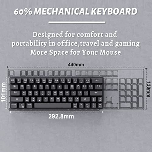 DIERYA Mechanical Gaming Keyboard 60% True RGB Backlit Bluetooth 4.0 Wired/Wireless LED Computer Keyboard for Multi-Device iPhone Android Mobile PC Laptop - Cherry MX Brown Equivalent Switch (DK-63) image