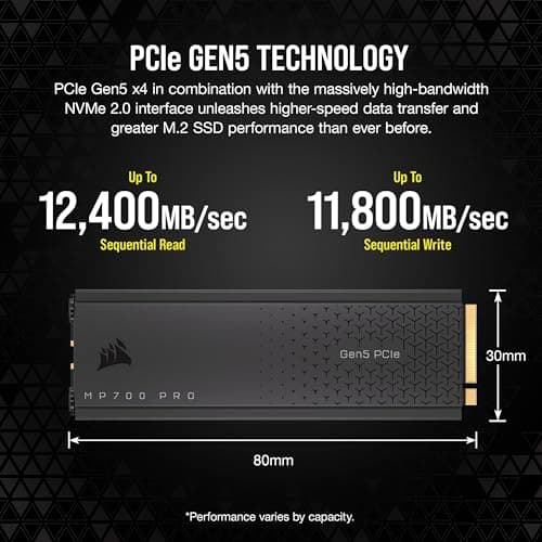 Corsair MP700 PRO w/Heatsink 4TB SSD M.2 NVMe PCIe 5.0 image